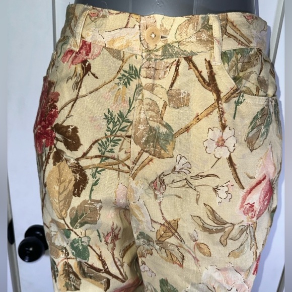 VINTAGE 100% Linen Lauren Ralph Lauren Floral Print Women's Pants - Picture 4 of 12